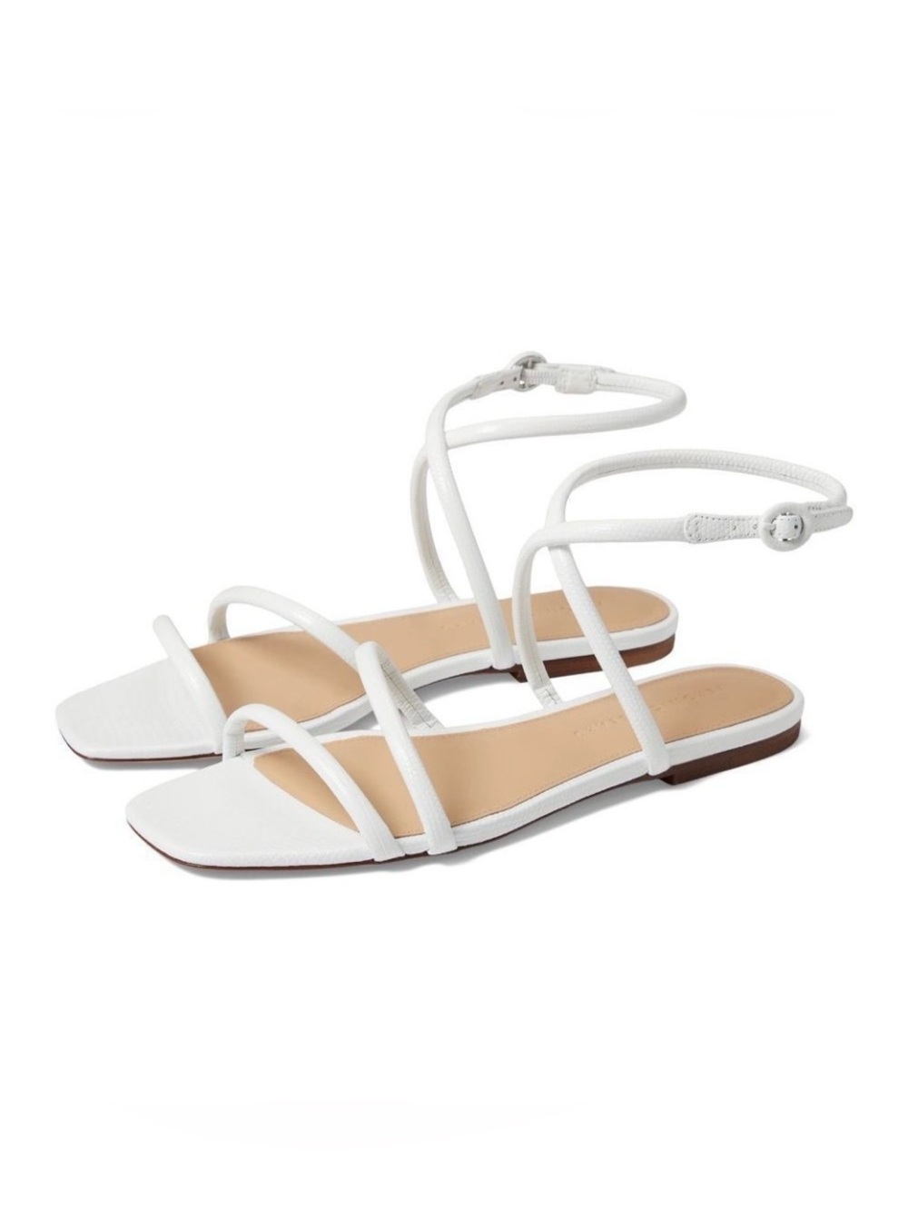 Veronica Beard Maci Sandals White Leather Strappy Flats Womens 9